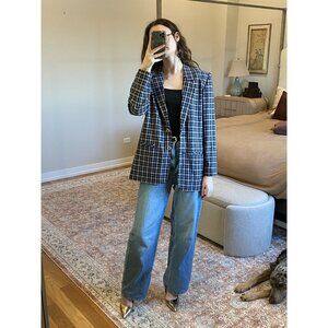 Sag Harbor Blue Cream Yellow Plaid Blazer Size 10